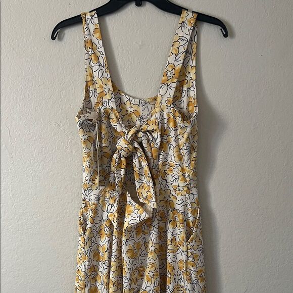 NWT Pact Reverie Floral Yellow Organic Cotton Tie Back Halter With Pockets in M - Picture 6 of 14